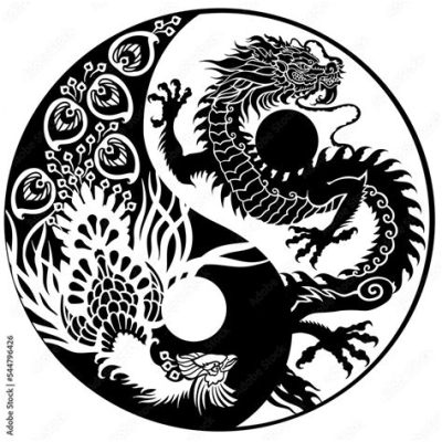 The Dragon and Phoenix A Captivating Fusion of Celestial Symbolism and Elegant Linework!