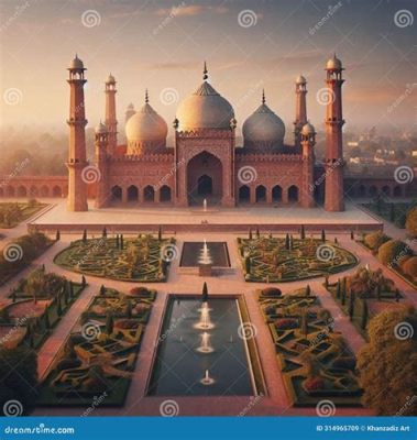 “The Grand Mosque” – A Monumental Depiction of Mughal Majesty and Architectural Prowess!